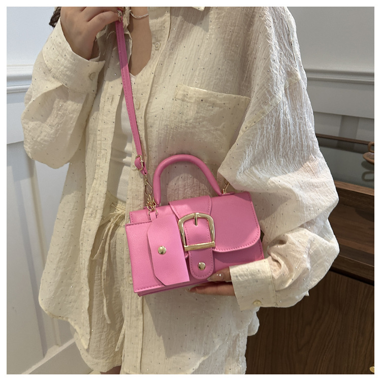 Top Handle Patent Bag - Barbie Pink Mini PU Leather Handbag